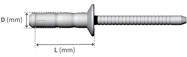 Multigrip Rivet Aluminum Steel Countersunk Natural